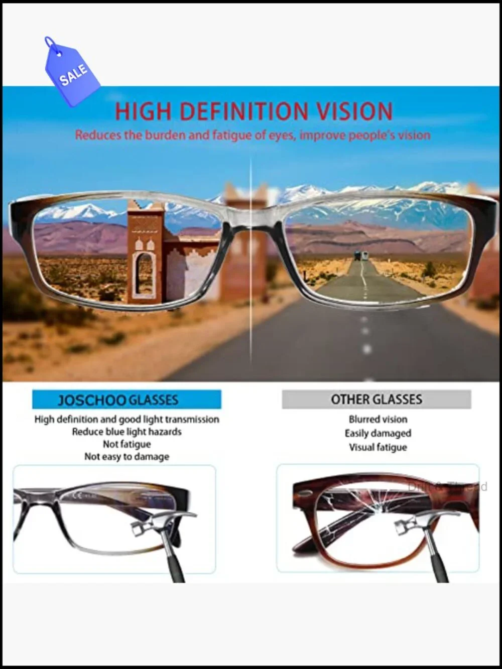 Blue Light Blocking Reading Glasses 6 Pack Spring Hinge Readers